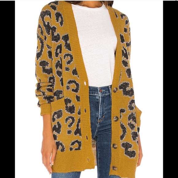 J.O.A Metallic Chunky Knit Leopard Cardigan M L - Picture 4 of 6